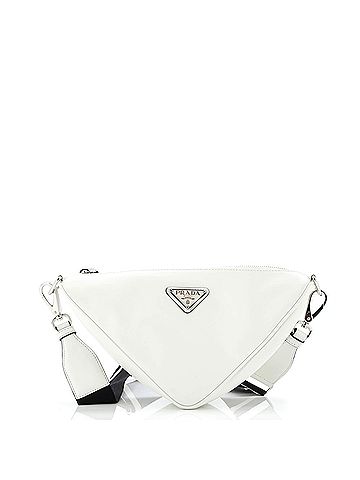 Prada Triangle Logo Zip Crossbody Bag Soft Leather Small (view 1)