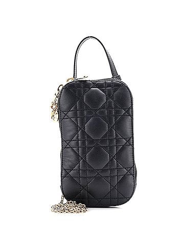 Christian Dior Lady Dior Phone Holder on Chain Cannage Quilt Lambskin (view 1)