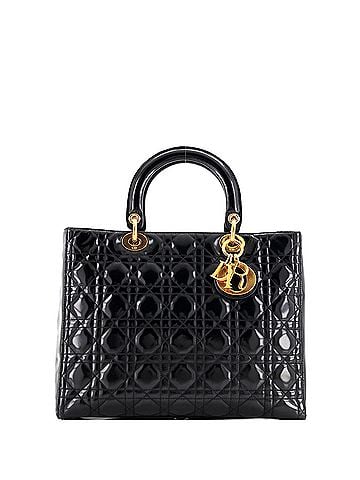 Christian Dior Lady Dior Bag Cannage Quilt Patent Large (view 1)