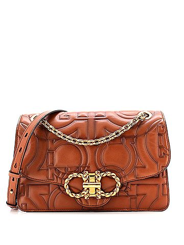 Salvatore Ferragamo Gancini Turnlock Flap Bag Gancini Quilted Leather Medium (view 1)