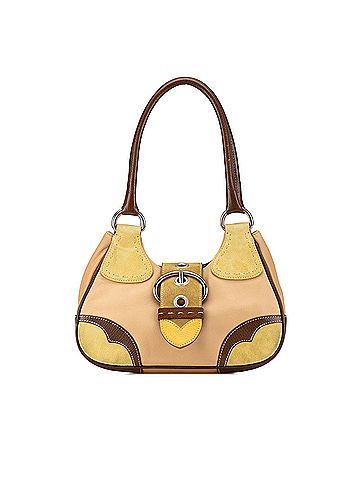 Prada Suede Trimmed Leather Color Block Moon Shoulder Bag (view 1)