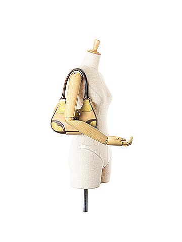Prada Suede Trimmed Leather Color Block Moon Shoulder Bag (view 2)