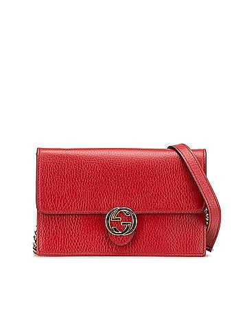 Gucci Leather Interlocking G Dollar Wallet on Chain (view 1)