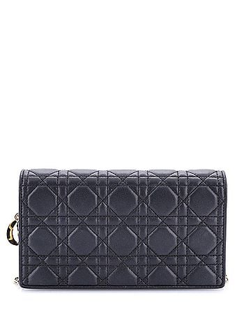 Christian Dior Lady Dior Wallet on Chain Pouch Cannage Quilt Lambskin Long (view 1)