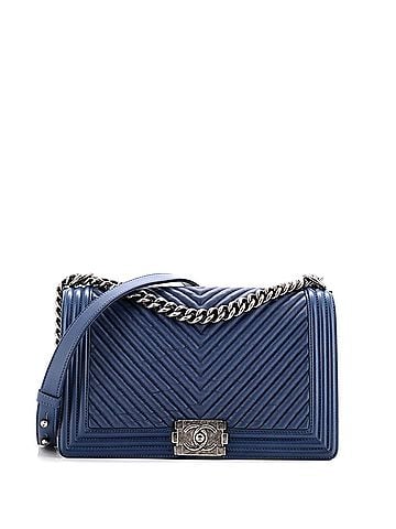 Chanel Boy Flap Bag Chevron Wrinkled Lambskin New Medium (view 1)
