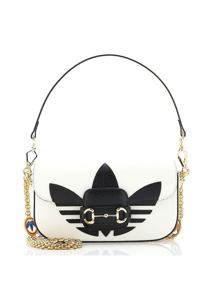 Gucci 100% Leather White Black x Adidas Horsebit 1955 Shoulder Bag Leather East West One size - photo 1