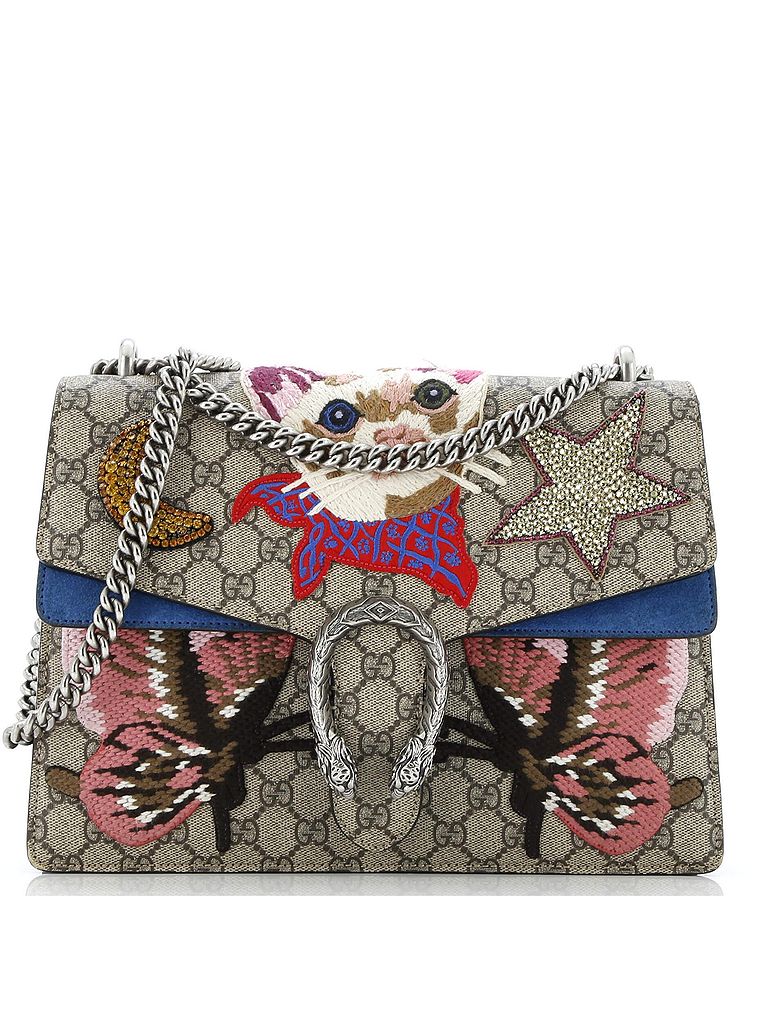 Gucci Blue Brown Dionysus Bag Embroidered GG Coated Canvas Medium One size - photo 1