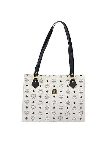 MCM Visetos White Canvas Shoulder Bag (view 1)