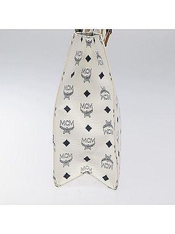 MCM Visetos White Canvas Shoulder Bag (view 2)