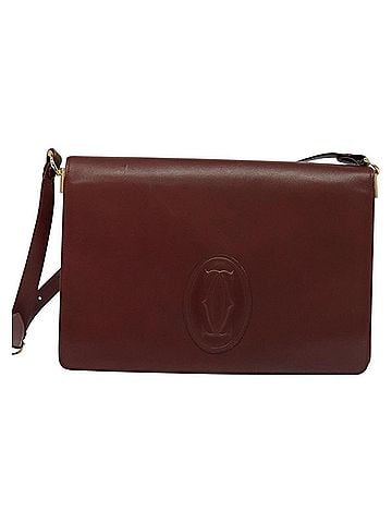 Cartier Must De  Burgundy Leather Shoulder Bag (view 1)