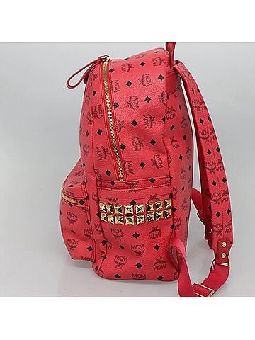 MCM Stark Visetos Pink Canvas Backpack Bag (view 2)