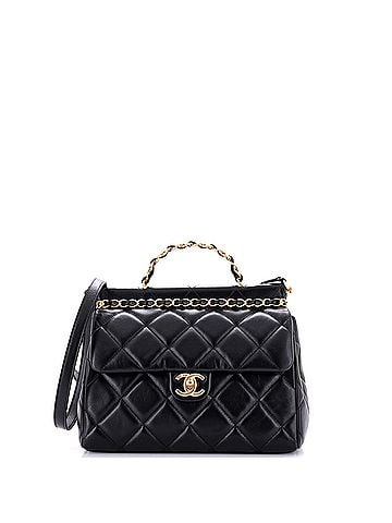 Chanel CC Bar Chain Top Handle Convertible Flap Bag Quilted Lambskin Small (view 1)