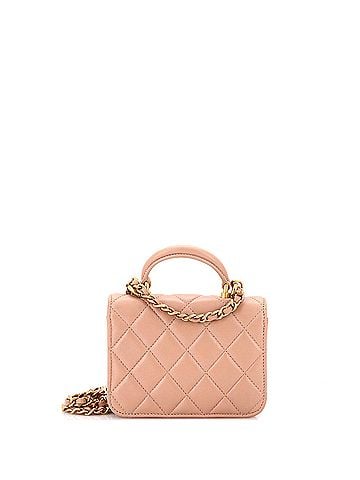Chanel Top Handle Flap Coin Purse with Chain Quilted Lambskin (view 2)