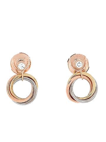 Cartier Trinity Dangle Earrings 18K Tricolor Gold with Diamond (view 1)