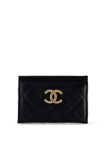 Chanel Textured CC Card Holder Quilted Caviar (view 1)