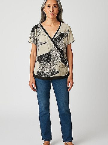 H By Halston Short Sleeve Blouse (view 2)