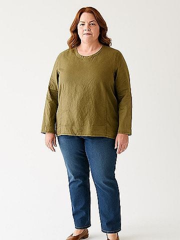 Flax Long Sleeve Silk Top (view 2)