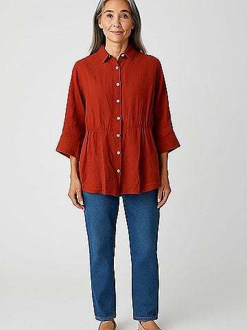 L Space 3/4 Sleeve Button-Down Shirt (view 2)