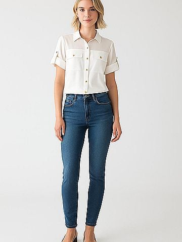 H By Halston Short Sleeve Blouse (view 2)