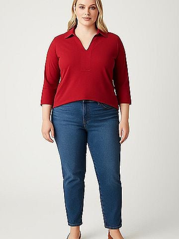 Oxford 3/4 Sleeve Top (view 2)