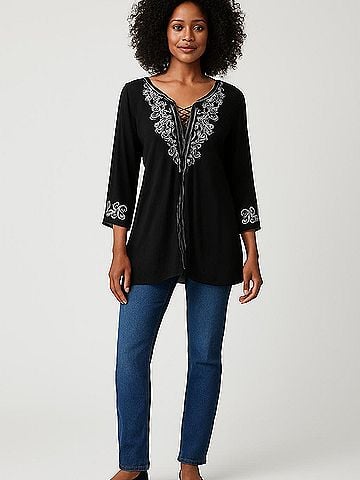 One World 3/4 Sleeve Blouse (view 2)