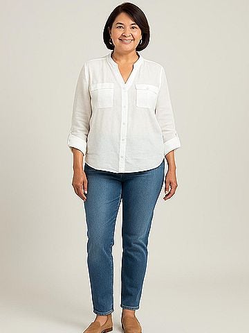 Isaac Mizrahi 3/4 Sleeve Button-Down Shirt (view 2)