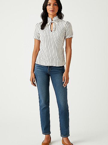 Sail to Sable Short Sleeve Blouse (view 2)