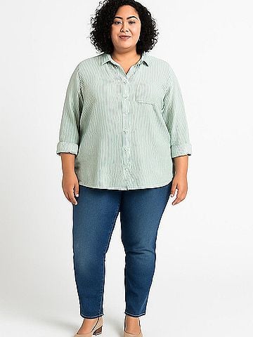 Velvet Heart 3/4 Sleeve Button-Down Shirt (view 2)