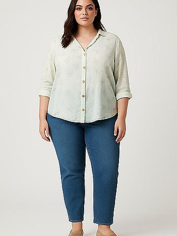 LC Lauren Conrad 3/4 Sleeve Button-Down Shirt (view 2)