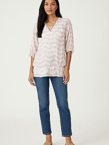 More of Me 3/4 Sleeve Silk Top (view 2)