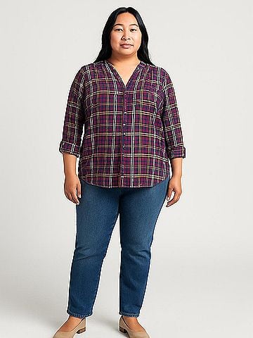 Market and Spruce 3/4 Sleeve Button-Down Shirt (view 2)
