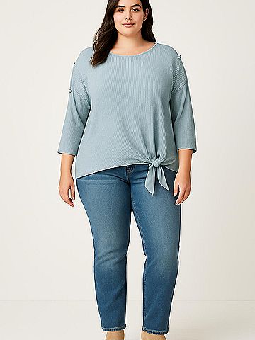 New York Laundry 3/4 Sleeve Top (view 2)