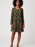 Peach Love Cream California Chevron-herringbone Teal Casual Dress Size M - photo 2