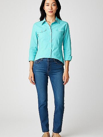 Villager Sport by Liz Claiborne 3/4 Sleeve Button-Down Shirt (view 2)