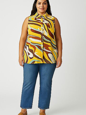 Bar III Sleeveless Button-Down Shirt (view 2)