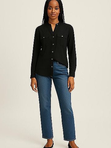 Elizabeth and James Long Sleeve Silk Top (view 2)