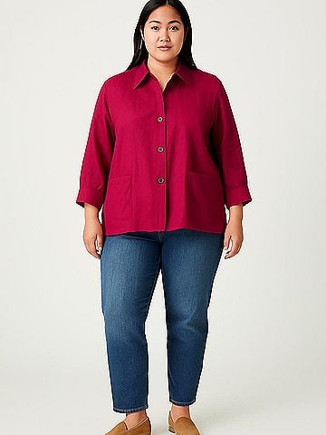 Lafayette 148 New York 3/4 Sleeve Button-Down Shirt (view 2)
