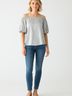 Unbranded 100% Polyester Metallic Silver 3/4 Sleeve Blouse Size M - photo 2