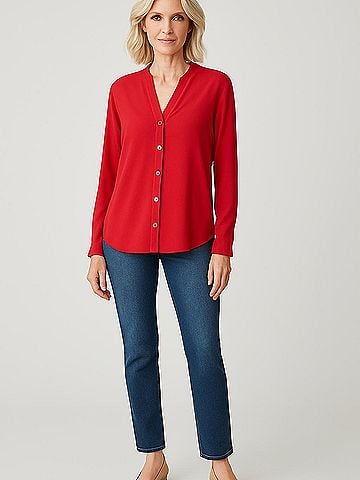 Equipment Long Sleeve Silk Top (view 2)