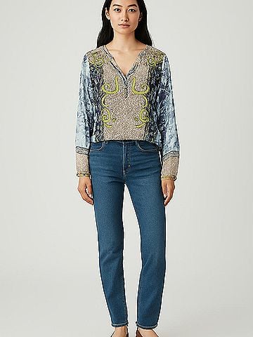 Hale Bob Long Sleeve Silk Top (view 2)