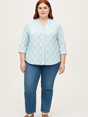 Ruby Rd. 3/4 Sleeve Button-Down Shirt (view 2)