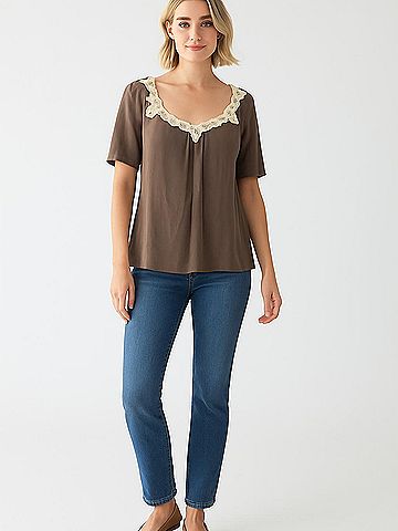 Kimchi Blue Short Sleeve Silk Top (view 2)
