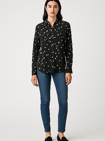 Equipment Long Sleeve Silk Top (view 2)