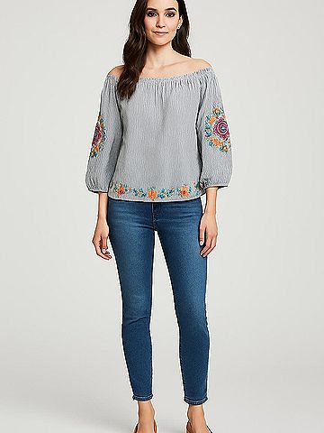 Solitaire 3/4 Sleeve Blouse (view 2)