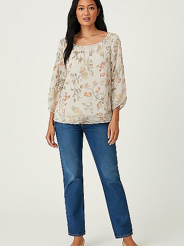 Soho JEANS NEW YORK & COMPANY 3/4 Sleeve Blouse (view 2)