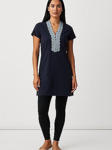 Sail to Sable Short Sleeve Tunic Dress (view 2)