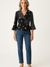 Lord & Taylor 100% Polyester Black 3/4 Sleeve Blouse Size XXS (estimated) - photo 2