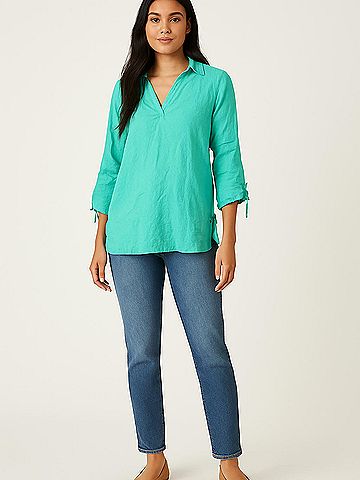Isaac Mizrahi 3/4 Sleeve Button-Down Shirt (view 2)