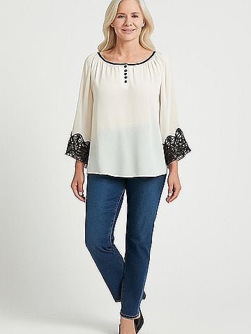 Love Stitch 3/4 Sleeve Blouse (view 2)