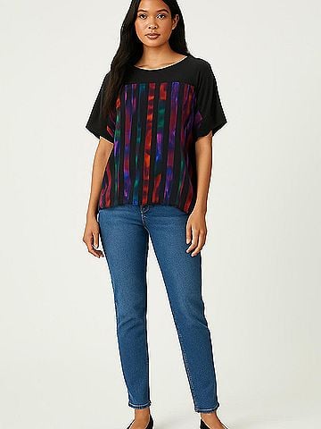 Lafayette 148 New York Short Sleeve Silk Top (view 2)